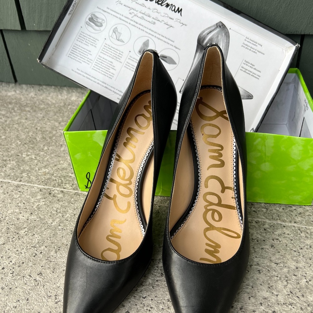 Sam Edelman Margie Black Leather High Heels.  3.25" heel